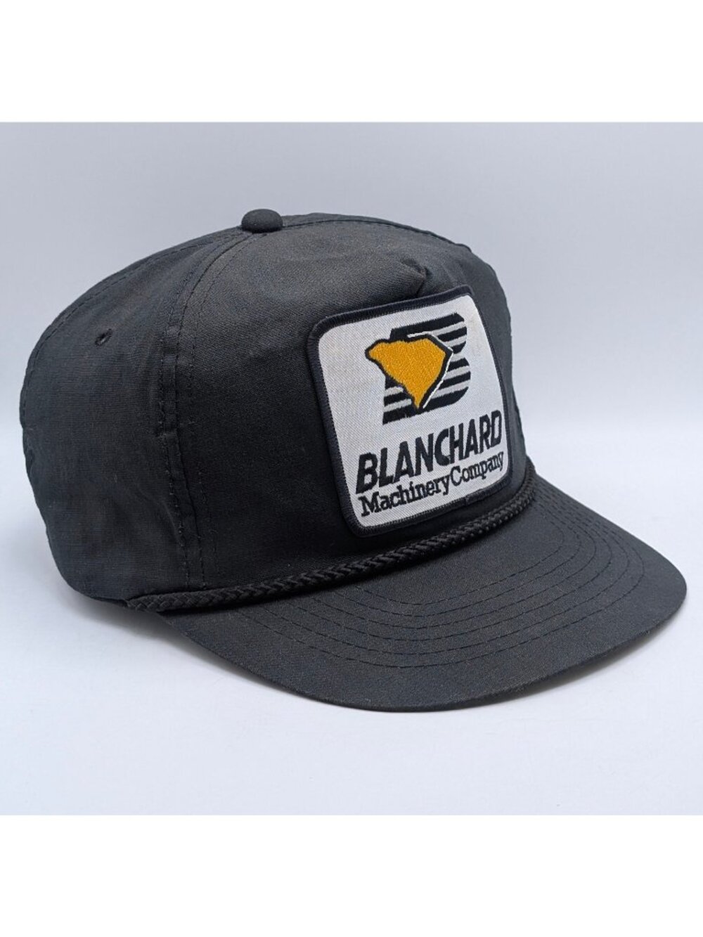 Vintage Blanchard Machinery South Carolina Snapback Hat Black Trucker Cap Rope